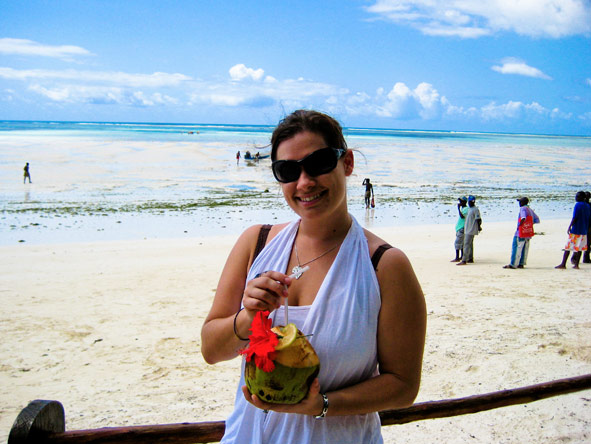 Emma Harrop - cocktails on the beach in Zanzibar